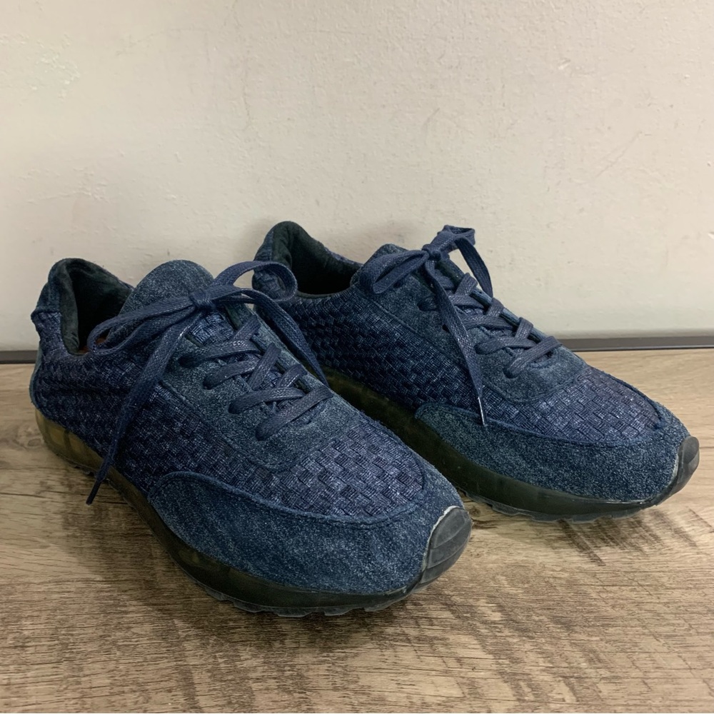 Women's BM BERNIE MEV Gel Soled BLUE DENIM Woven ATHLETIC Shoes SNEAKERS  40